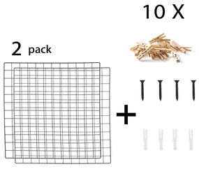 Reminder 2 részes fekete fém üzenőfal, 60 x 60 cm