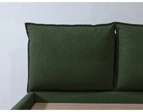 Sötétzöld kárpitozott ágyneműtartós franciaágy ágyráccsal 160x200 cm Garance – Bobochic Paris