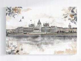 Poszter Város Panoráma Budapest Duna Kastély Vázlat 120x80