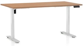 Állítható magasságú asztal OfficeTech B, 160 x 80 cm, fehér alap, bükkfa