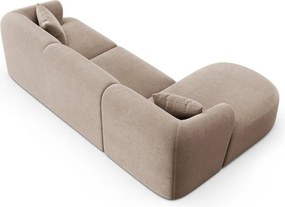 Világosbarna bársony sarokkanapé (bal oldali-heverő résszel) Campi – Cosmopolitan Design