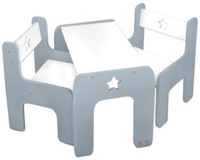 NELLYS Bútorkészlet Csillag - Asztal + 2 x szék - szürke a fehér