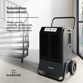 Klarstein DuraDry 90L páramentesítő, 90 l/nap, 180 m², rozsdamentes acél, mobil, 450 m³/h