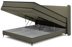 Kontinentális franciaágy 160 cm Dalmo 160 (ágyráccsal) (tárolóhellyel) (zöld + fekete). 1099660