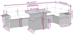 7 részes szürke polyrattan kerti ülőgarnitúra párnákkal