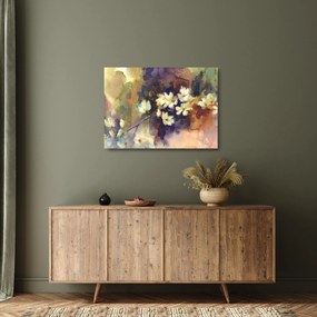 Kép - fehér magnólia, festmény (üvegen) (70x50 cm)