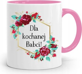 Rózsaszín Bögre Nagymamáknak Szeretett Nagymamáknak, fényképes nyomtatással