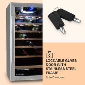 Klarstein Vivo Vino 26, 88 liter, borhűtő, 26 palack, fekete, LED