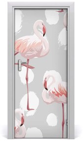 Ajtóposzter öntapadós Flamingók és pontok 85x205 cm