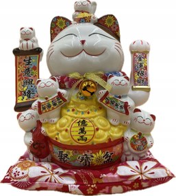 Japán Macska Maneki-Neko Boldogság Porcelán 31cm