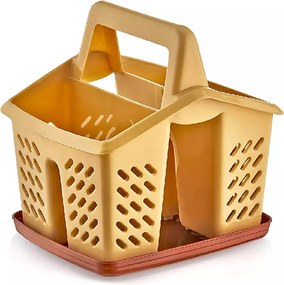 Evőeszköztartó műanyag, bézs, fogantyúval