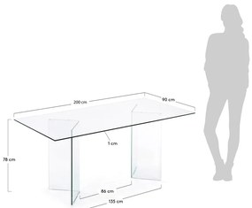 Étkezőasztal üveg asztallappal 90x200 cm Burano – Kave Home