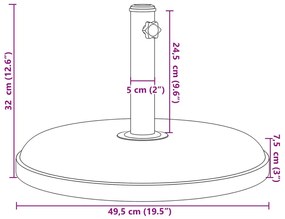 kerek napernyőtalp rúdhoz Ø32/35/38 mm 25 kg