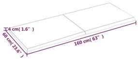 világosbarna kezelt tömör tölgyfa fali polc 160 x 60 x (2-4) cm