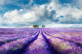 Fotótapéta Flizelina Tájkép Természet Mező Virágok Gyógynövények Levendula 254x184 ragasztó