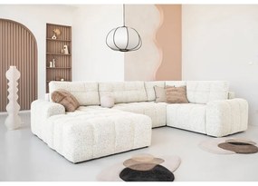 Krémszínű kinyitható tárolóhelyes moduláris sarokkanapé (jobb oldali) Lulu – Miuform