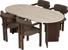 Meridia étkezőgarnitúra, travertin-milánói dió, 180 cm – TR199NRD1139
