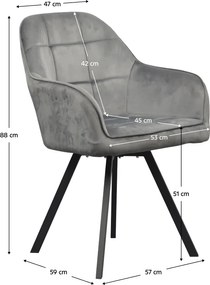 Forgó étkezőszék, sötétszürke Velvet szövet, SAMANTA