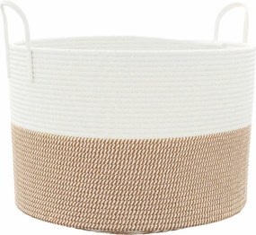 vidaXL barna-fehér pamut tárolókosár Ø51 x 33 cm