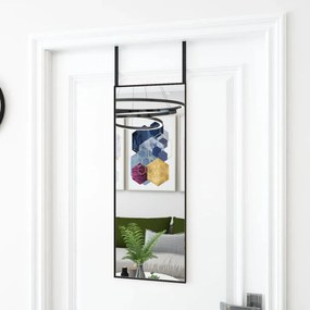 fekete üveg és alumínium ajtótükör 30x80 cm