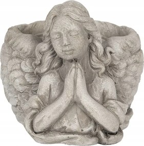 Szürke virágcserép Susanna angyallal 16x13x12 cm
