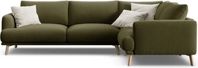 Zöld bársony sarokkanapé (jobb oldali-L alakú) Naomi – Micadoni