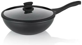Kela Wok serpenyő fedéllel STELLA NOVA, öntöttalumínium, fekete, 30 cm, 5 l