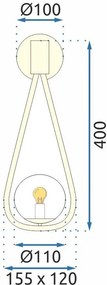 Szerszámlámpa - üveg fali lámpa E27 60W APP603-1W, arany, OSW-08996