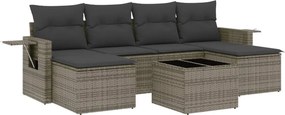 vidaXL 7 részes szürke polyrattan kerti ülőgarnitúra párnákkal