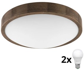 Brilagi - LED mennyezeti lámpa CARVALHO SLIM 2xE27/60W/230V tölgy-dió, Ø37 cm