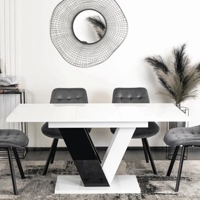 Magasfényű Étkezőasztal Fehér/Fekete Színben. CLARK 120-160 cm