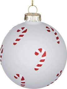 HANG ON üveg karácsonyfadísz, Candy Cane fehér 8cm