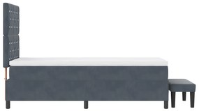Boxspring ágy matraccal &amp; paddal sötétszürke 90x190 cm bársony