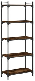 5 szintes füstös tölgy szerelt fa könyvespolc 60 x 30 x 154 cm