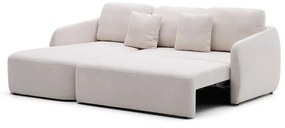 Krémszínű zsenília kinyitható sarokkanapé (bal oldali-heverő résszel) Laira – Kave Home
