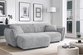 Világosszürke zsenília sarokkanapé (bal oldali-heverő résszel) Nelia – Ropez