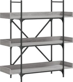 vidaXL 3-szintes szürke sonoma szerelt fa könyvespolc 100x33x108,5 cm