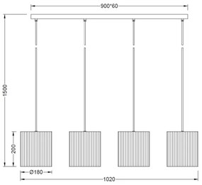 Brilagi - Zsinóros csillár NORDIC WAVE 4xE27/15W/230V lenvászon/fekete