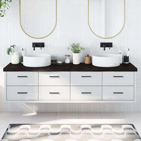 sötétbarna kezelt tömör fa fürdőszobai pult 200x50x(2-6) cm