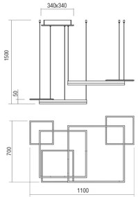 Redo 01-2615 - Fényerőszabályozható kábelen függesztett LED csillár SIGUA LED/137W/230V CRI 90 arany
