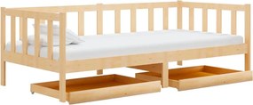 vidaXL tömör fenyőfa dívány fiókokkal 90 x 200 cm