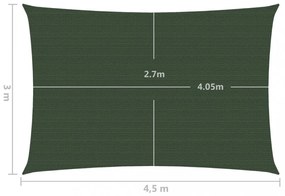 sötétzöld HDPE napvitorla 160 g/m² 3 x 4,5 m