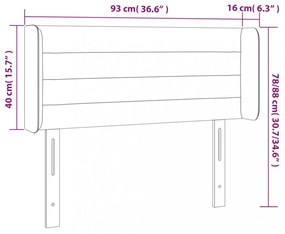 világosszürke szövet LED-es fejtámla 93 x 16 x 78/88 cm
