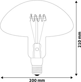 Avide LED Jumbo Filament Millau 200x210mm Amber 6W E27 2400K Fényerőszabályzós