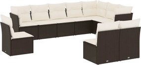 vidaXL 10 részes fekete polyrattan kerti ülőgarnitúra párnákkal