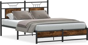 vidaXL füstös tölgy színű szerelt fa ágykeret matrac nélkül 137x190 cm