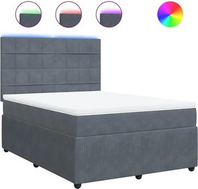 vidaXL sötétszürke bársony rugós ágy matraccal 140x190 cm