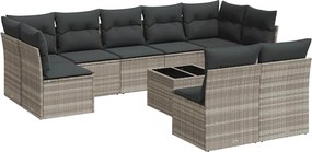 vidaXL 10 részes világosszürke polyrattan kerti ülőgarnitúra párnákkal