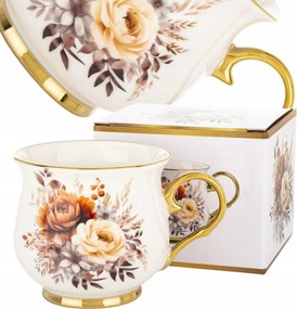 Bögre dobozban porcelán 450 ml csésze virág mintás ajándék