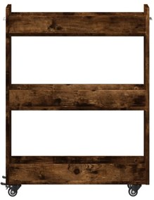 füstös tölgy színű szerelt fa szekrény kerekekkel 60x22x79 cm